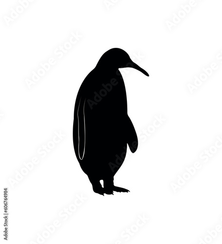 Vector flat penguin silhouette isolated on white background