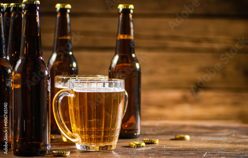 Fresh beer in glasses.