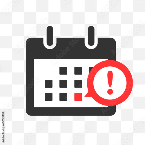 Calendar deadline icon. Flat style on a transparent background. Easily editable business deadline concept line symbol vector stock illustration.