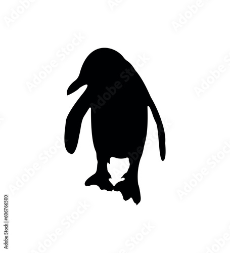 Vector flat penguin silhouette isolated on white background