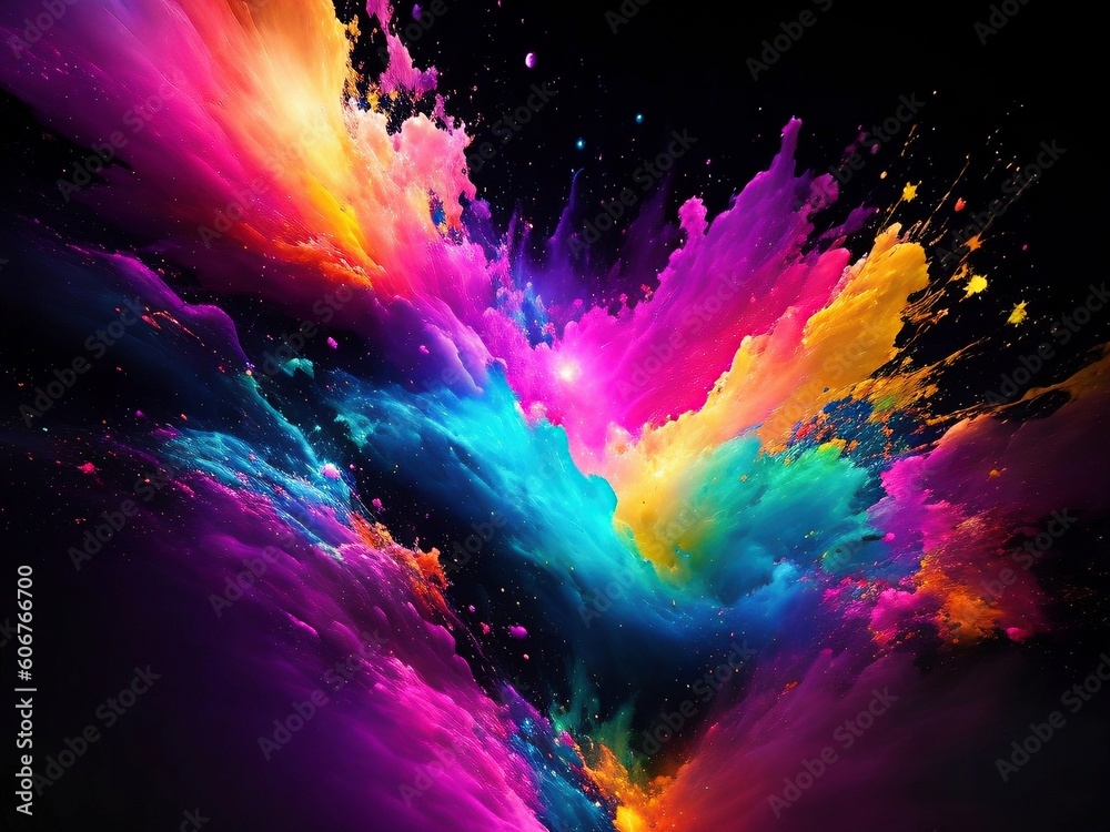 Abstract Background with Vibrant Colors and Fluid Shapes with Generative AI technology
