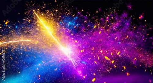 Beautiful colorful sparks on black background  generative ai