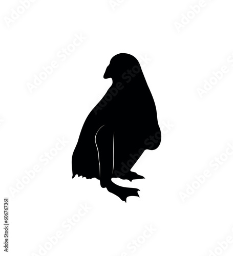 Vector flat penguin silhouette isolated on white background