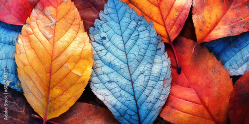 Colorful autumn leaves background. Top view.