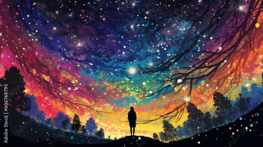 Craft a captivating digital illustration that invites viewers to embark on a celestial journey through the mesmerizing expanse of a starry night sky Craft a captivating digital illustration that invites viewers to embark on a celestial journey through the mesmerizing expanse of a starry night sky