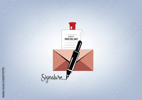 PEN PAL DAY text, pen, letterbox, and mailbox design in an inspirational concept
