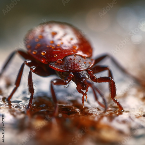 Insect mite, encephalitic tick, macro,  AI generated