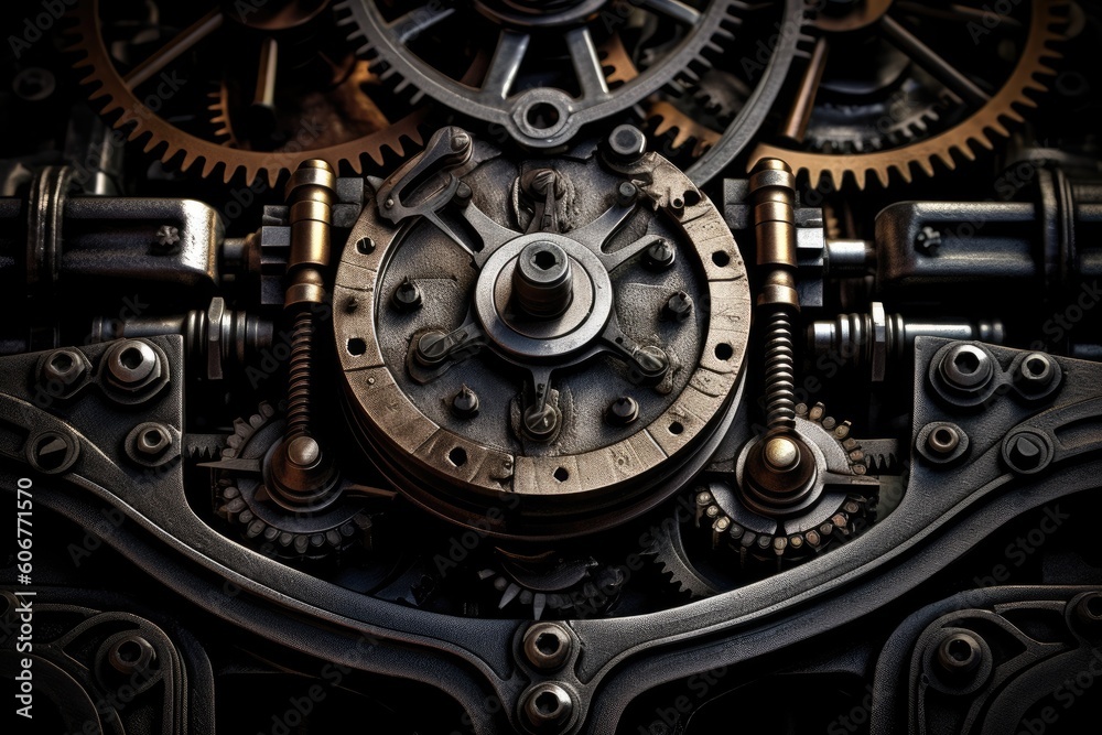 The combination of mechanical textures and atmospheric tones. Generative AI The combination of mechanical textures and atmospheric tones. Generative AI