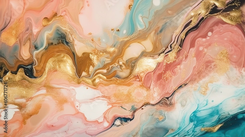 Oil paint mixed marbling background Generative AI 