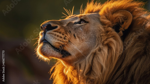 close up of a lion created with Generative AI technology