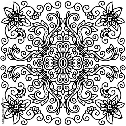 Fototapeta Naklejka Na Ścianę i Meble -  Hand drawn floral decorative with mandala style