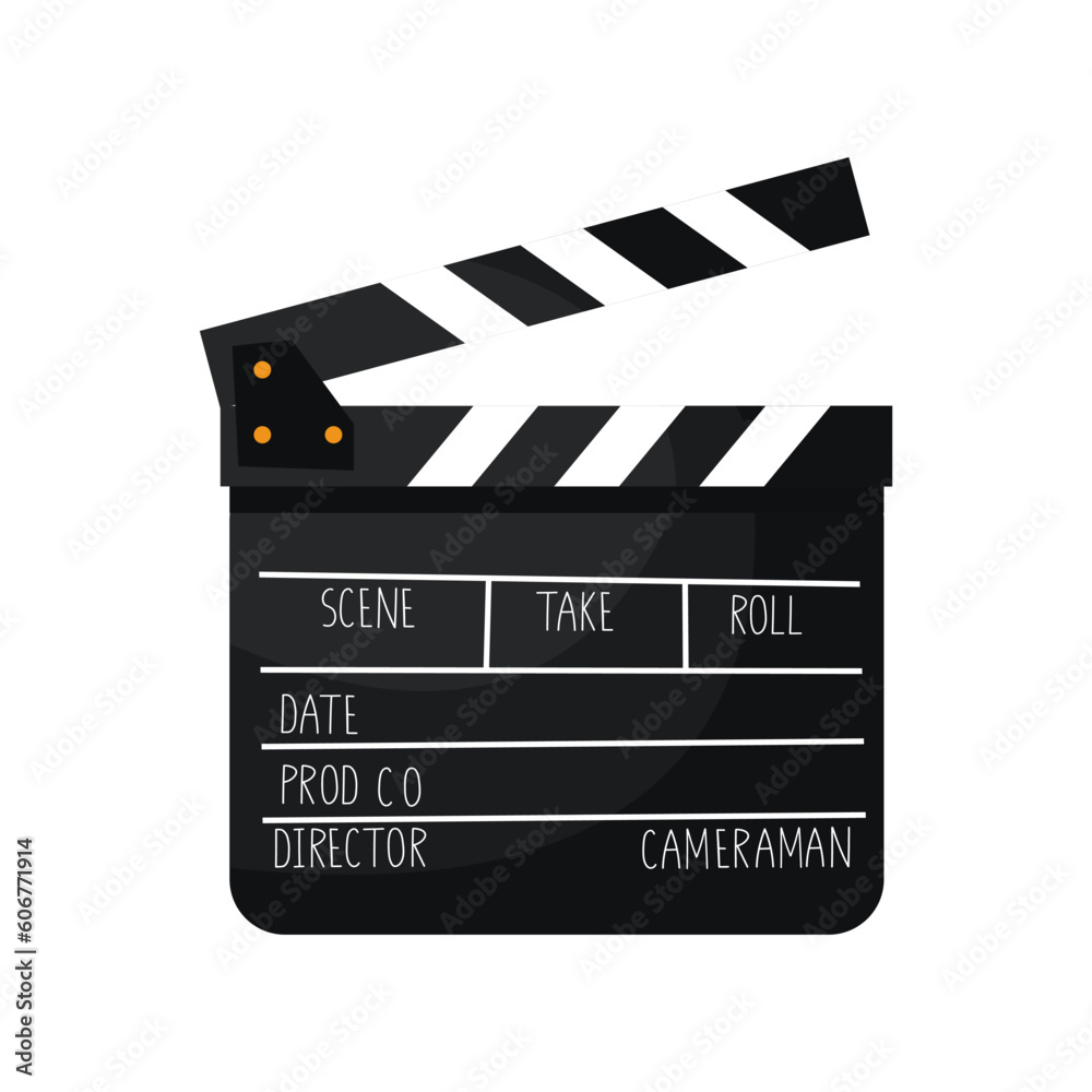 Fototapeta premium Cute cartoon style black movie clapper board.