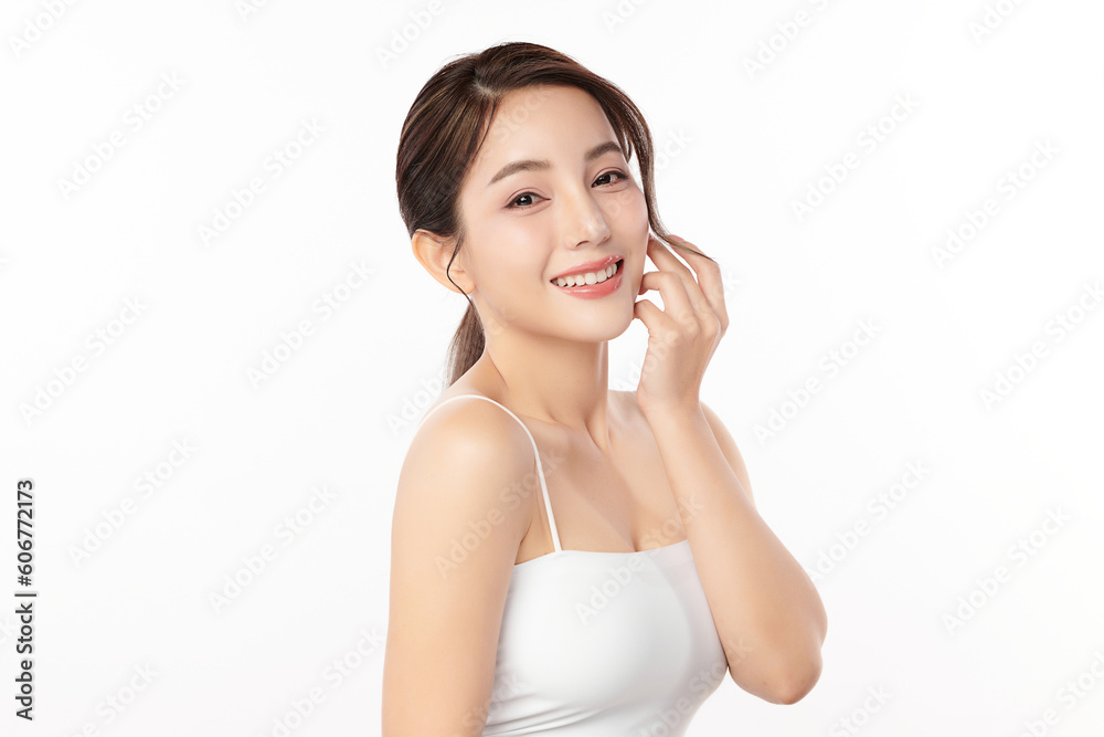 Beautiful young asian woman with clean fresh skin on white background, Face care, Facial treatment, Cosmetology, beauty and spa, Asian women portrait. Beautiful young asian woman with clean fresh skin on white background, Face care, Facial treatment, Cosmetology, beauty and spa, Asian women portrait.