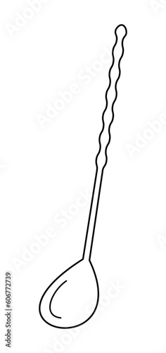 Bar spoon line icon. Long cocktail spoon. Vector illustration isolated on white background