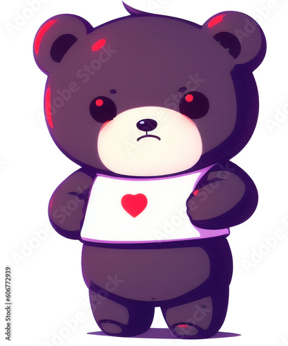 Cute anime like teddy bear character. Ai generated  Transparent background