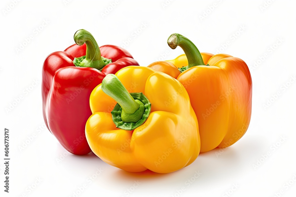 Healthy and Fresh. Close up Freshly Isolated Peppers on White Background Healthy and Fresh. Close up Freshly Isolated Peppers on White Background