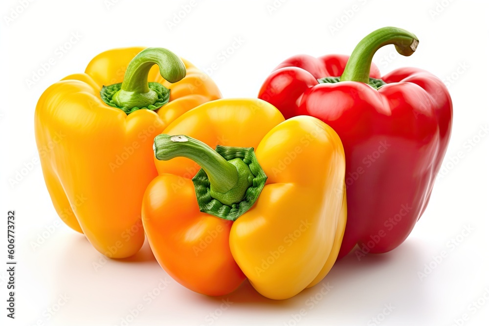 Healthy and Fresh. Close up Freshly Isolated Peppers on White Background Healthy and Fresh. Close up Freshly Isolated Peppers on White Background
