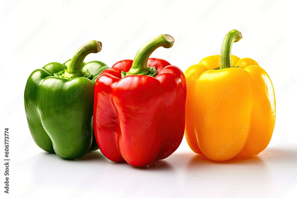 Healthy and Fresh. Close up Freshly Isolated Peppers on White Background Healthy and Fresh. Close up Freshly Isolated Peppers on White Background