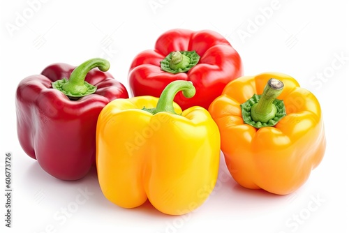 Healthy and Fresh. Close up Freshly Isolated Peppers on White Background