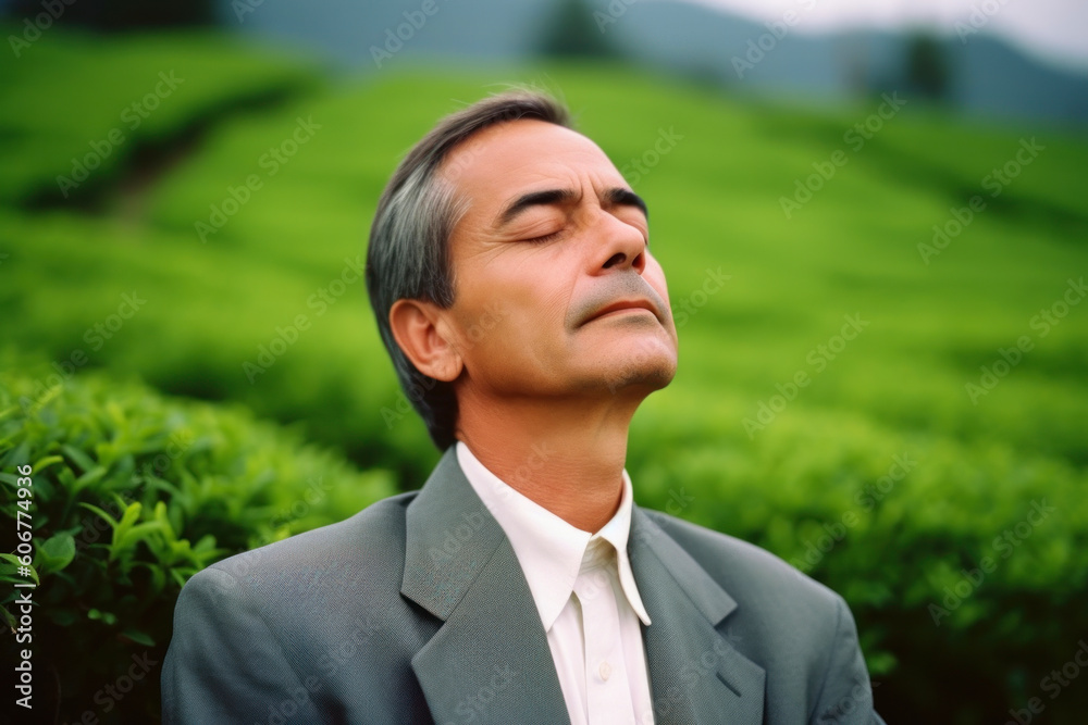 Handsome asian business man in tea plantation, stock photo Handsome asian business man in tea plantation, stock photo