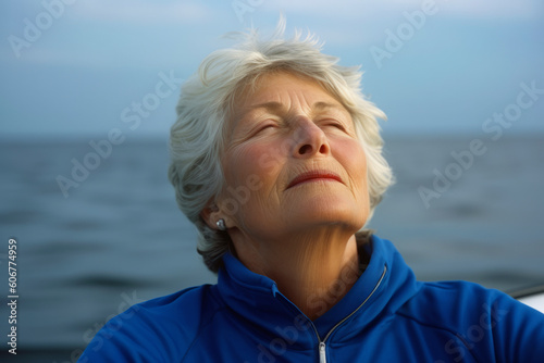 Portrait of senior woman on the background of sea and sky. © Eber Braun