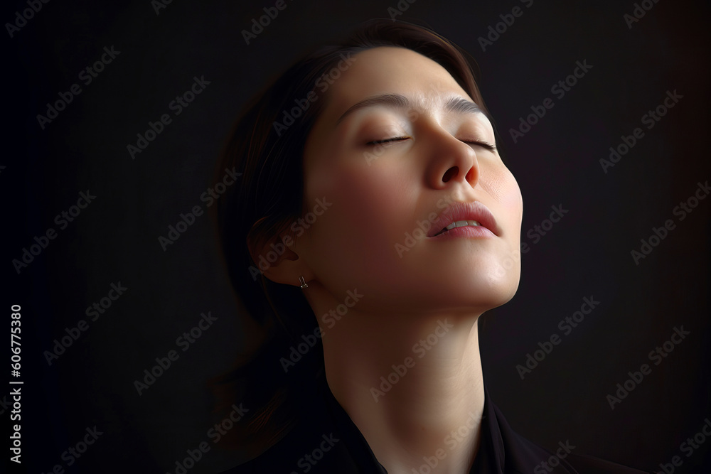 Portrait of a beautiful young asian woman with closed eyes. Portrait of a beautiful young asian woman with closed eyes.