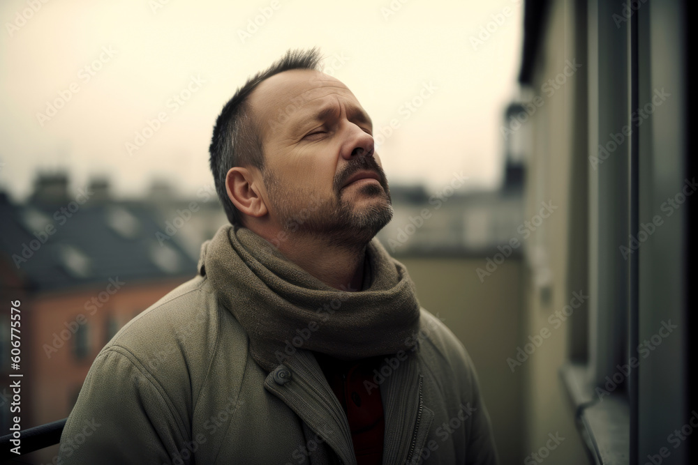 Portrait of a handsome middle-aged man on the roof of a building Portrait of a handsome middle-aged man on the roof of a building