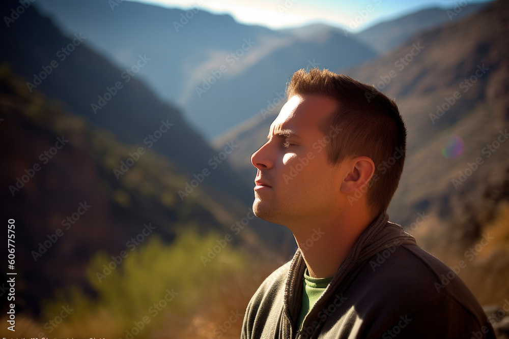 Portrait of a young man on the background of the mountains. Portrait of a young man on the background of the mountains.