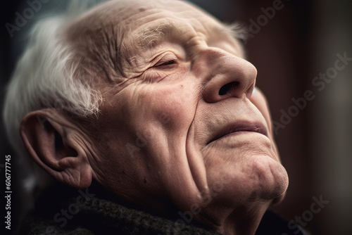 Portrait of an elderly man with a sad expression on his face