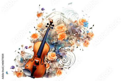 Violin and floral background
