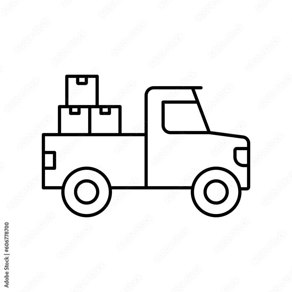 Pickup van Outline Vector Icon that can easily edit or modify

