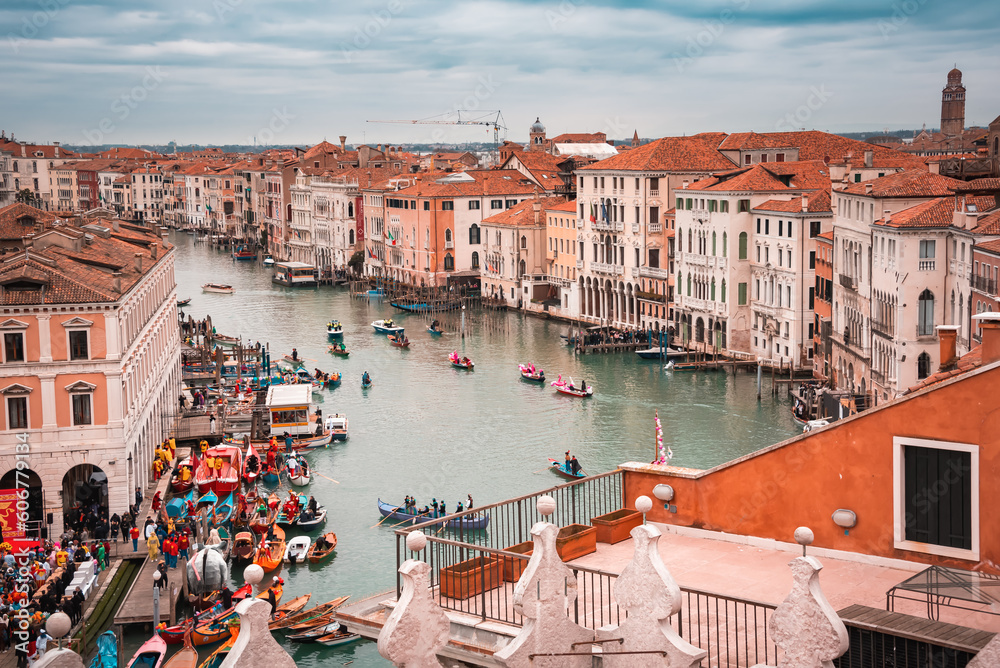 Grand Canal with gondolas in Venice, Italy