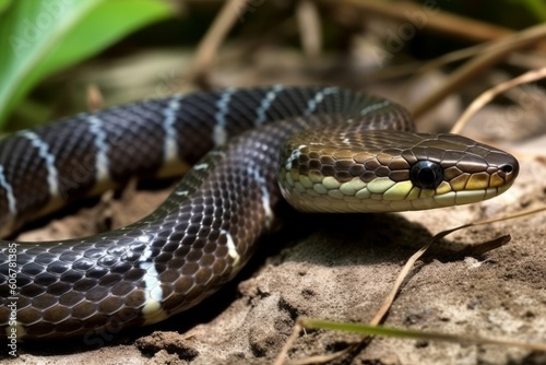 Snake in natural habitat Dolichophis caspius, Generative ai