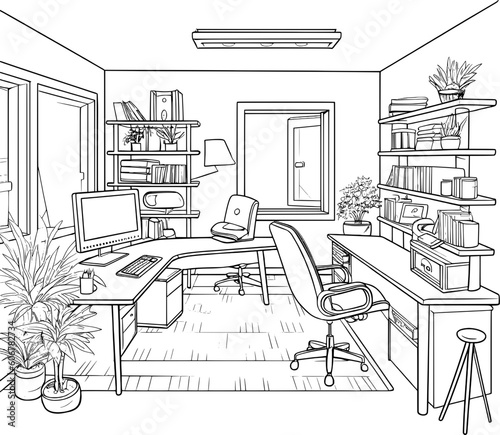 Living Room Line Art