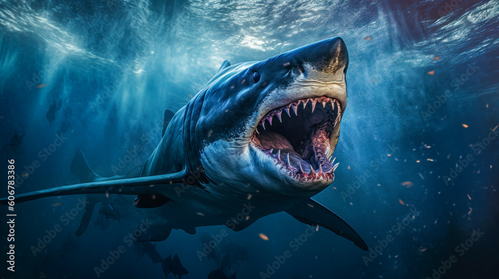 Obraz premium Great White Shark Under The Sea