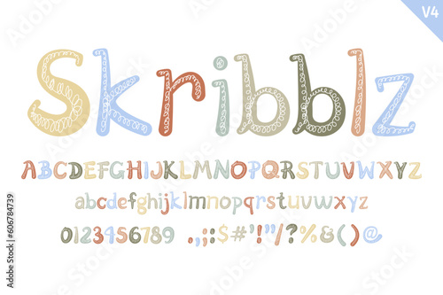 Handcrafted Skribblz Letters. Color creative art typographic design