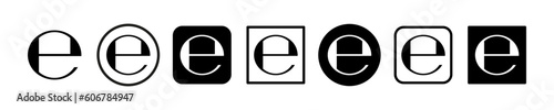 Set of estimated symbols. Black e mark labels. Official european standard on package. Vector 10 Eps. photo
