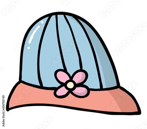 Cute blue women hat fashion illustration