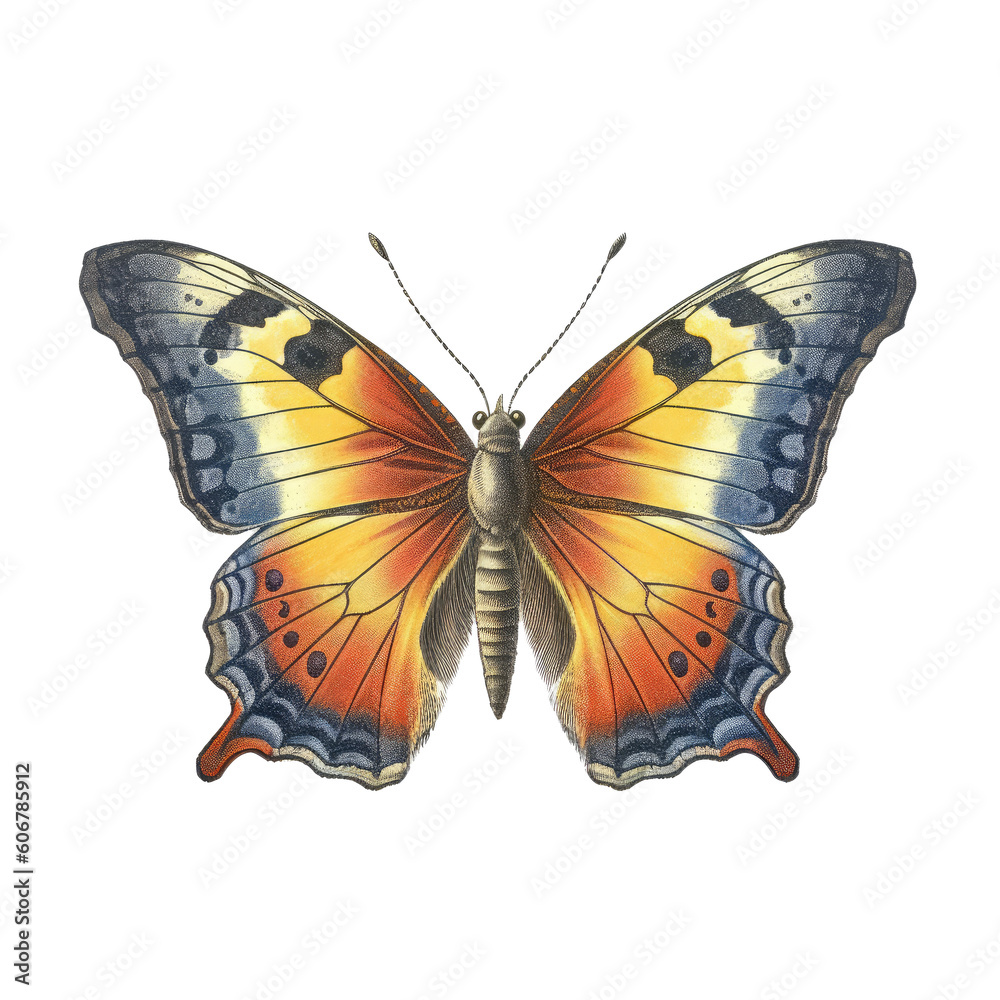 Fototapeta premium Butterfly Set Clipart Illustration Insects Nature Wings, Fluttering Flying Beautiful Colorful AI generated 