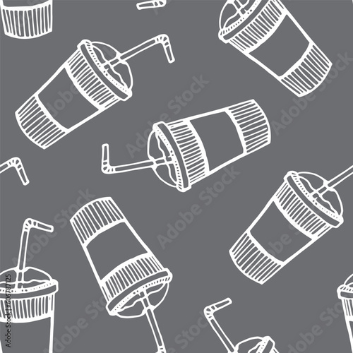 drawn cup pattern on grey