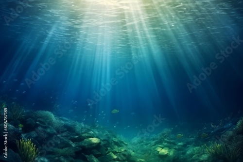 Sea or ocean underwater deep nature background, Generative ai