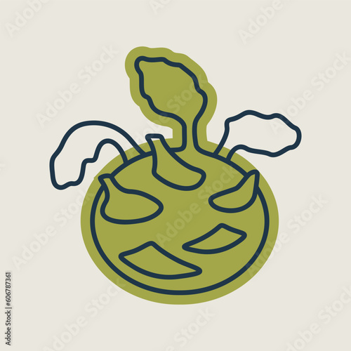 Kohlrabi or German Turnip isolated vector icon
