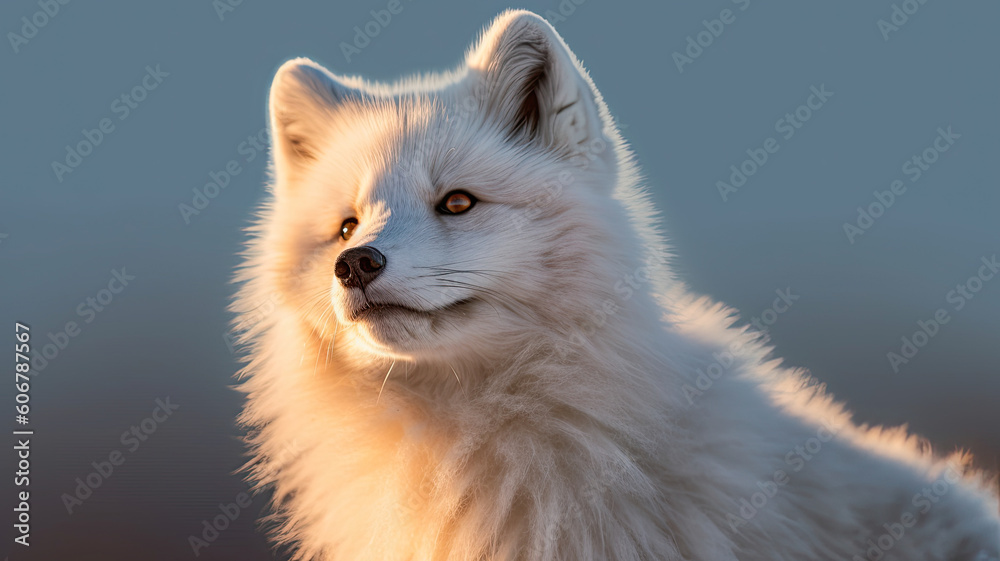 arctic fox in detailed view created with Generative AI technology