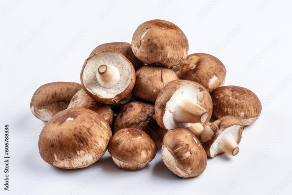 Shiitake mushroom isolated on white background, Generative ai