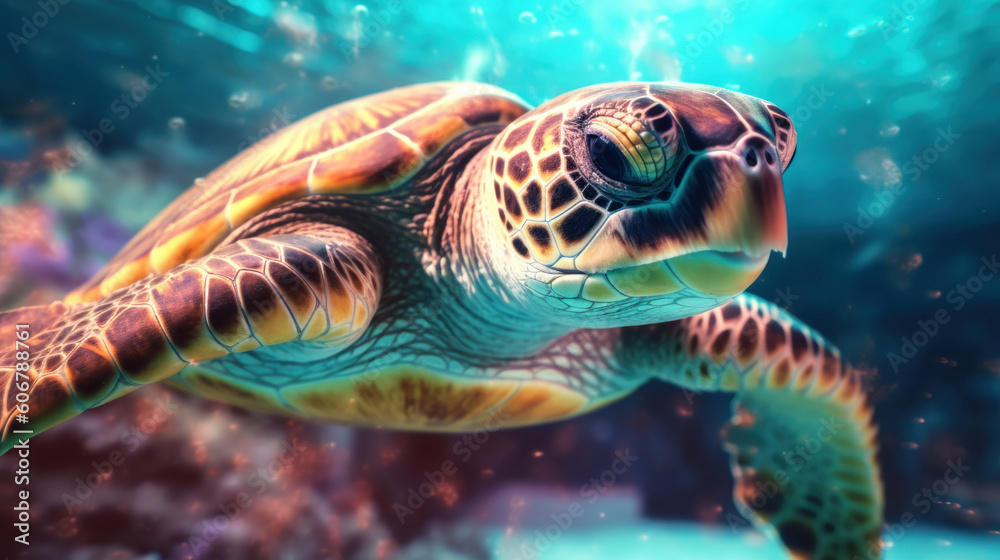 Turtle swimming in the warm waters of the Pacific Ocean Turtle swimming in the warm waters of the Pacific Ocean
