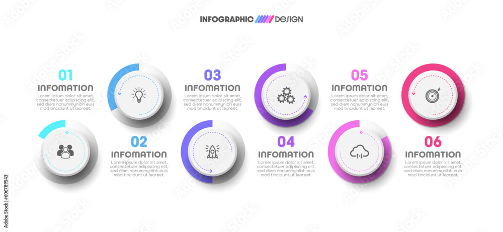 Business concept with infographic design 6 options. Business concept with infographic design 6 options.