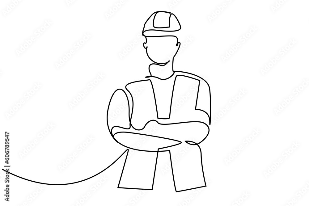 construction civil engineer safety suit headrest pose line art