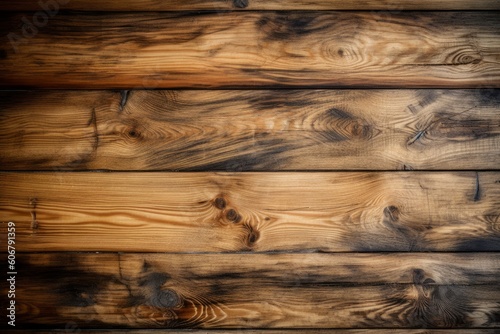 Rustic wooden plank background wigh visible wood grain, Generative ai