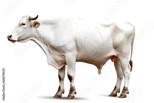 White Bull On Transparent Background, Generative Ai
