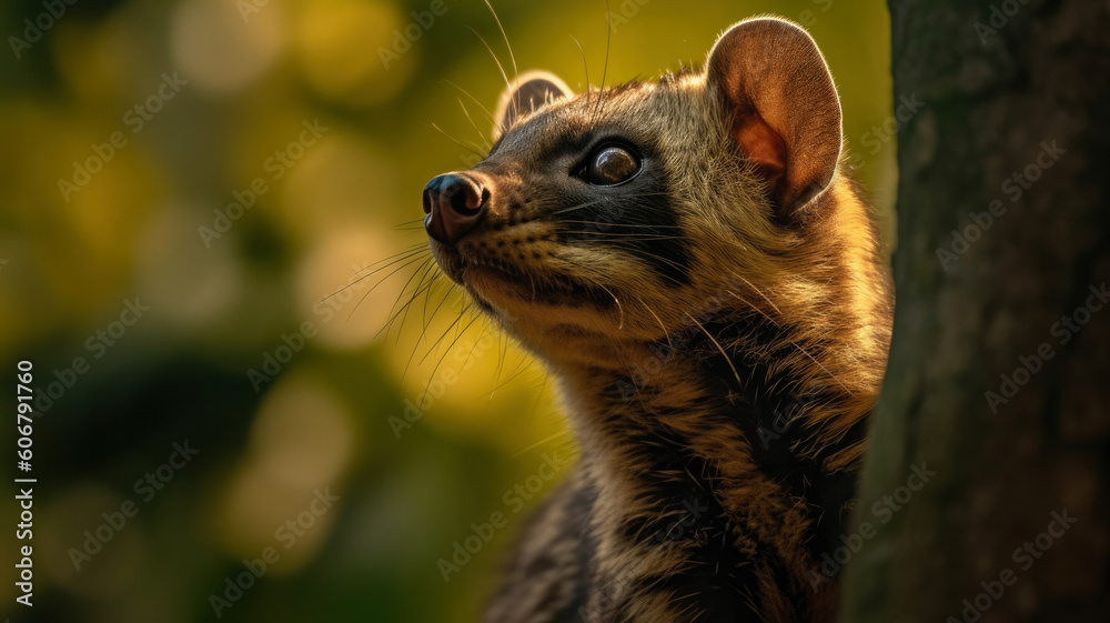 Asian palm civet created with Generative AI technology Asian palm civet created with Generative AI technology